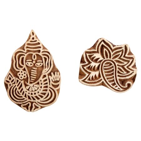 Set of 2 Piece New Mix Wooden Printing Block